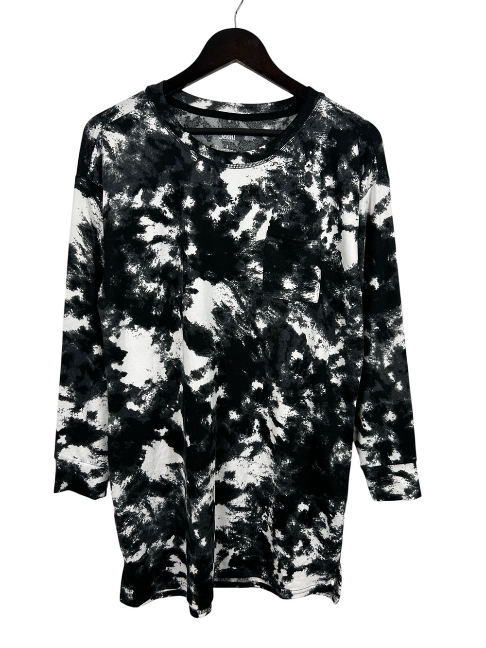 Jenni Women's Black & White Tie Dye Sleepshirt Size Small